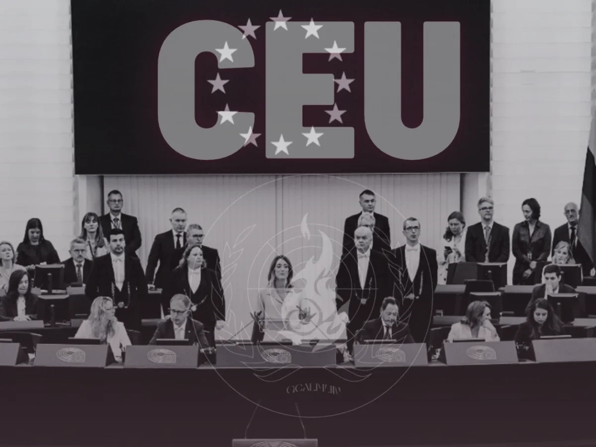 GCALMUN’26 CEU committee cover featuring a European parliamentary chamber and the European flag.