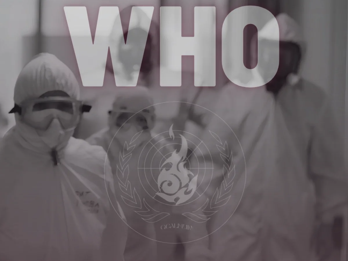 GCALMUN’26 WHO committee cover showing healthcare workers in protective clothing beside a patient.